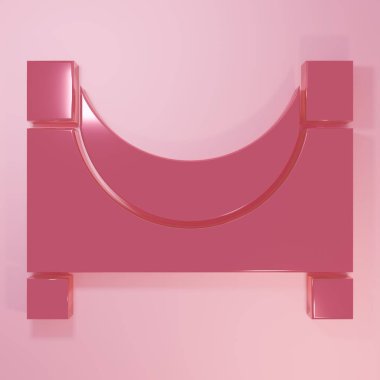 Pembe Pembe Paten Parkı ikonu pembe arka planda izole edildi. Rampa seti, paten parkı için merdiven. Olağanüstü bir spor. Minimalizm kavramı. 3 Boyutlu resimleme.