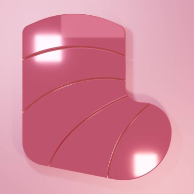 Pembe alçıtaşı, tıbbi açıdan kırık bacak ikonunu pembe arka planda izole etti. Minimalizm kavramı. 3 Boyutlu resimleme.