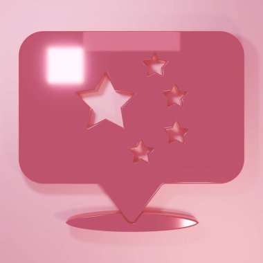 Pembe Çin bayrağı ikonu pembe arka planda izole edilmiş. Minimalizm kavramı. 3 Boyutlu resimleme.