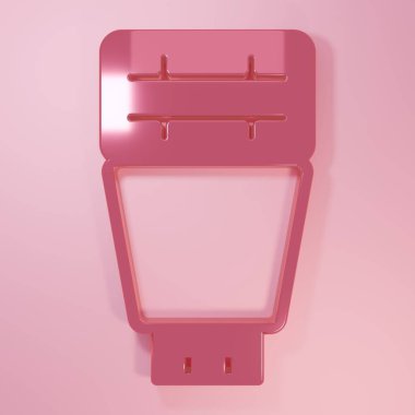 Pembe fotoğraf makinesi flaş ikonu pembe arka planda izole edildi. Minimalizm kavramı. 3 Boyutlu resimleme.