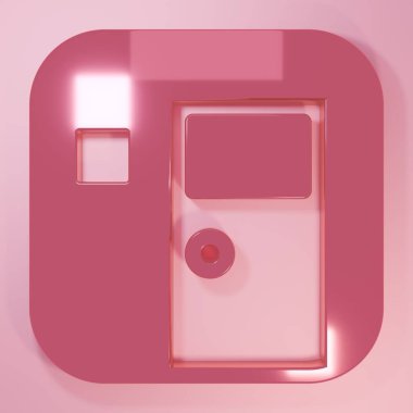 Pembe okul sınıf ikonu pembe arka planda izole edilmiş. Okul konseptine geri dönelim. Minimalizm kavramı. 3 Boyutlu resimleme.