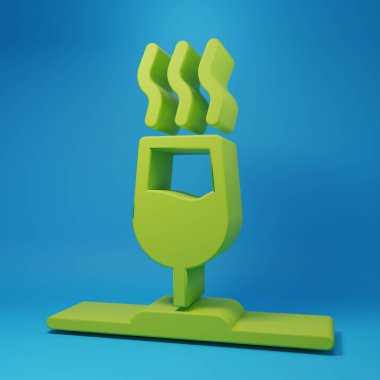 Yeşil şarap tatma, deguasyon ikonu mavi arka planda izole edilmiş. Sommelier. Şarap gibi kokuyor. Minimalizm kavramı. 3 Boyutlu resimleme.