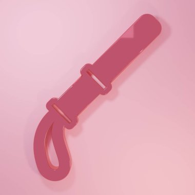 Pembe polis kauçuk çubuk ikonu pembe arka planda izole edilmiş. Kauçuk copu. Polis yarasası. Polis ekipmanları. Minimalizm kavramı. 3 Boyutlu resimleme.