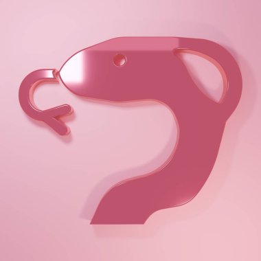 Pembe Yılan simgesi pembe arka planda izole edilmiş. Minimalizm kavramı. 3 Boyutlu resimleme.