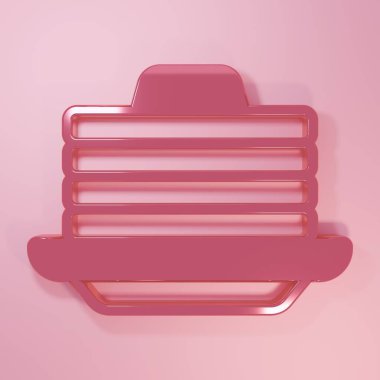Pembe arka planda izole edilmiş bal ikonlu krep yığını. Kahvaltı konsepti. Minimalizm kavramı. 3 Boyutlu resimleme.