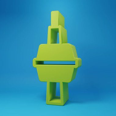 Toronto 'daki Yeşil TV CN Kulesi mavi arka planda izole edildi. Ünlü dünya simgeleri simgesi konsepti. Turizm ve tatil teması. Minimalizm kavramı. 3 Boyutlu resimleme.