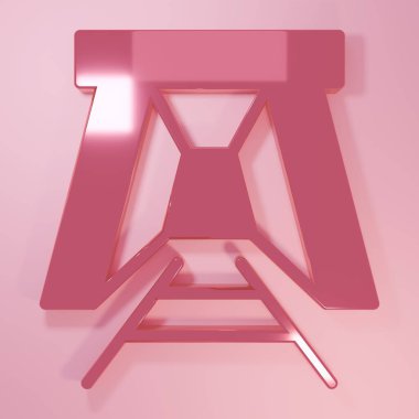 Pembe Mayın giriş simgesi pembe arka planda izole edilmiş. Minimalizm kavramı. 3 Boyutlu resimleme.