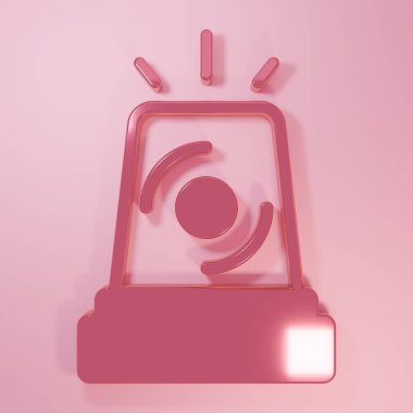 Pembe Siren ikonu pembe arka planda izole edilmiş. Acil durum sireni. Minimalizm kavramı. 3 Boyutlu resimleme.