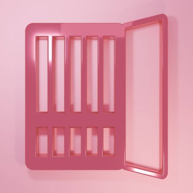 Pembe Sigara tabakası ikonu pembe arka planda izole edilmiş. Tütün tabelası. Sigara içme sembolü. Minimalizm kavramı. 3 Boyutlu resimleme.