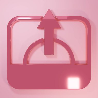 Pembe Gündoğumu simgesi pembe arkaplanda izole edilmiş. Minimalizm kavramı. 3 Boyutlu resimleme.