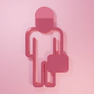 Pembe İş Adamı ikonu pembe arka planda izole edilmiş. İş simgesi kullanıcı profili simgesi simgesi. Erkek kullanıcı işareti. Minimalizm kavramı. 3 Boyutlu resimleme.