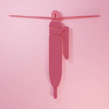 Pembe kalem simgesi pembe arkaplanda izole edilmiş. Minimalizm kavramı. 3 Boyutlu resimleme.