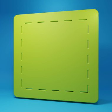 Yeşil Dikiş Deseni simgesi mavi arkaplanda izole edildi. Dikiş için işaretler. Minimalizm kavramı. 3 Boyutlu resimleme.