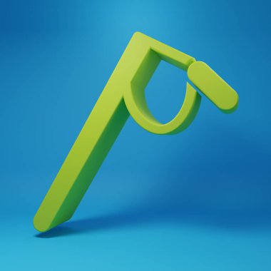Green Microphone icon isolated on blue background. On air radio mic microphone. Speaker sign. Minimalism concept. 3D render illustration.