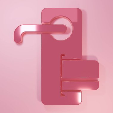 Pembe dijital kapı kilidi, pembe arka planda izole edilmiş ikonu açmak için kablosuz teknolojiye sahip. Kapı kolu tabelası. Güvenlik akıllı ev. Minimalizm kavramı. 3 Boyutlu resimleme.