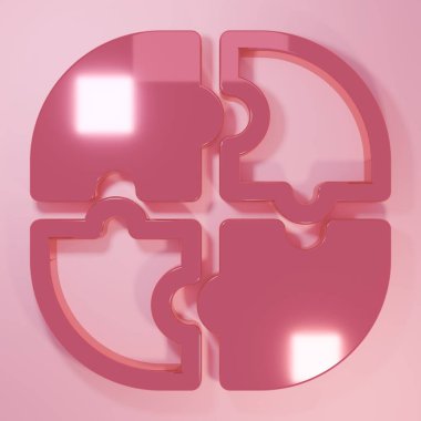 Pembe yapboz parçası pembe arka planda izole edilmiş. İş, pazarlama, finans, şablon, düzen, bilgi grafikleri, internet konsepti. Minimalizm kavramı. 3 Boyutlu resimleme.