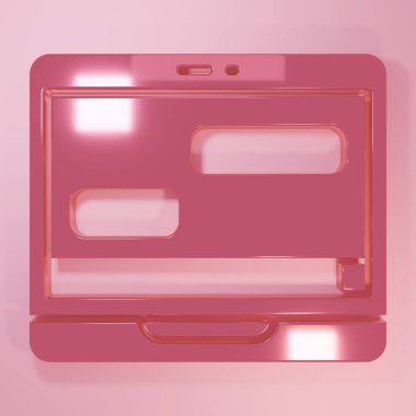Dizüstü bilgisayardaki pembe sohbet mesajları bildirimi pembe arkaplanda izole edildi. Smartphone sohbet mesajları konuşma baloncukları. Minimalizm kavramı. 3 Boyutlu resimleme.