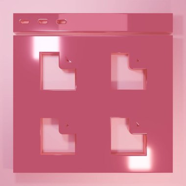 Pembe Tarayıcı dosya simgesi pembe arkaplanda izole edildi. Minimalizm kavramı. 3 Boyutlu resimleme.