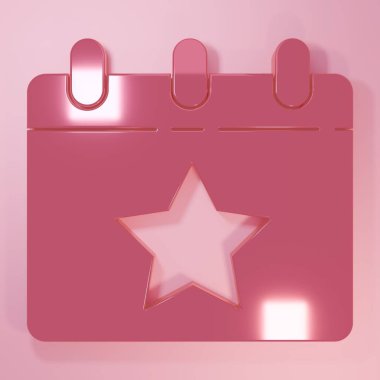 Pembe Gün takviminde 4 Temmuz simgesi pembe arka planda izole edilmiş. ABD Bağımsızlık Günü. 4 Temmuz. Minimalizm kavramı. 3 Boyutlu resimleme.