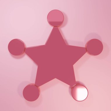 Pembe Hexagram Şerif ikonu pembe arka planda izole edilmiş. Polis rozeti ikonu. Minimalizm kavramı. 3 Boyutlu resimleme.