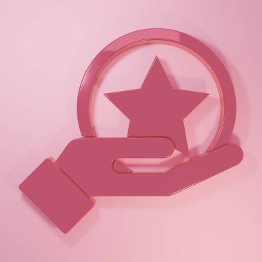 Pembe ABD Bağımsızlık Günü simgesi pembe arka planda izole edildi. 4 Temmuz. Amerika Birleşik Devletleri ülkesi. Minimalizm kavramı. 3 Boyutlu resimleme.