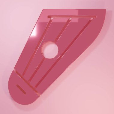 Pembe müzik aleti ayak bilekleri ikonu pembe arka planda izole edilmiş. Minimalizm kavramı. 3 Boyutlu resimleme.