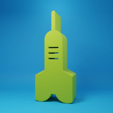 Green Dart arrow icon isolated on blue background. Minimalism concept. 3D render illustration.