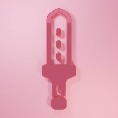 Pembe Ortaçağ kılıç ikonu pembe arka planda izole edilmiş. Ortaçağ silahı. Minimalizm kavramı. 3 Boyutlu resimleme.