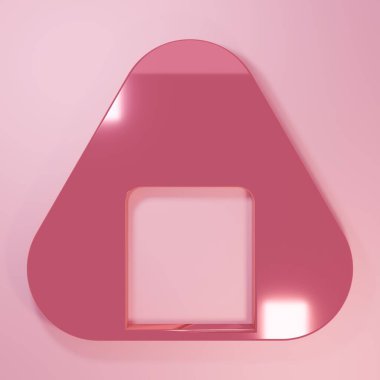Pembe suşi ikonu pembe arka planda izole edilmiş. Geleneksel Japon yemekleri. Minimalizm kavramı. 3 Boyutlu resimleme.
