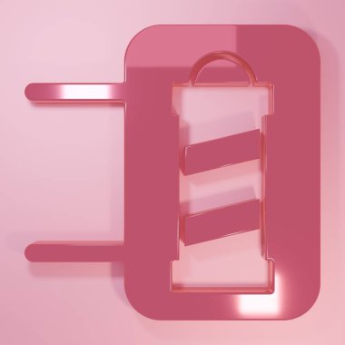 Pembe klasik berber dükkânı ikonu pembe arka planda izole edilmiş. Berber dükkanı direği sembolü. Minimalizm kavramı. 3 Boyutlu resimleme.