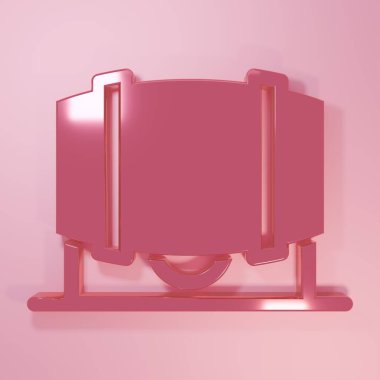 Pembe ahşap fıçı, pembe arka planda izole edilmiş şarap ikonu için. Minimalizm kavramı. 3 Boyutlu resimleme.