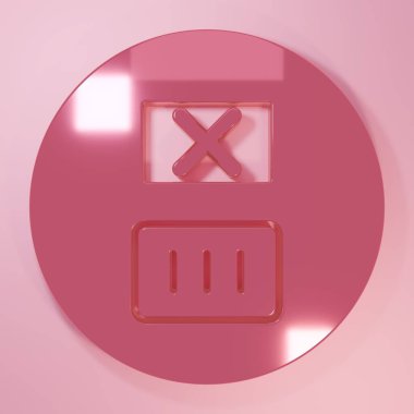 Pembe Yıkama 90 derecenin altında pembe arka planda izole edilmiş bir ikon. Sıcaklık temizleme, minimalizm konsepti. 3 Boyutlu resimleme.