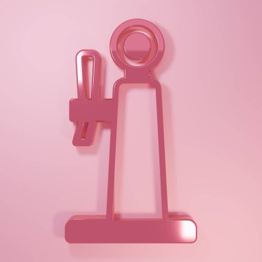 Pembe bira tıkırtısı ikonu pembe arka planda izole edilmiş. Minimalizm kavramı. 3 Boyutlu resimleme.