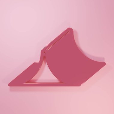 Pembe Pembe Paten Parkı ikonu pembe arka planda izole edildi. Rampa seti, paten parkı için merdiven. Olağanüstü bir spor. Minimalizm kavramı. 3 Boyutlu resimleme.