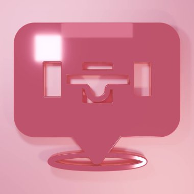 Pembe kaykay tekeri ikonu pembe arka planda izole edilmiş. Kaykay süspansiyonu. Kaykay tekerleği. Minimalizm kavramı. 3 Boyutlu resimleme.