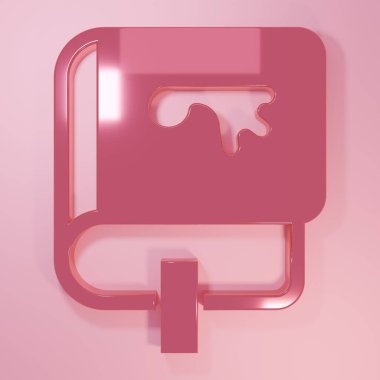 Pembe Viking kitap ikonu pembe arka planda izole edilmiş. Minimalizm kavramı. 3 Boyutlu resimleme.