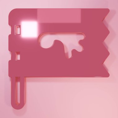 Pembe Viking bayrağı ikonu pembe arka planda izole edilmiş. Minimalizm kavramı. 3 Boyutlu resimleme.