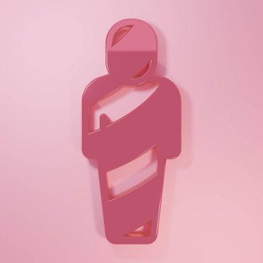 Pembe Mısır mumya ikonu, pembe arka planda izole edilmiş. Minimalizm kavramı. 3 Boyutlu resimleme.