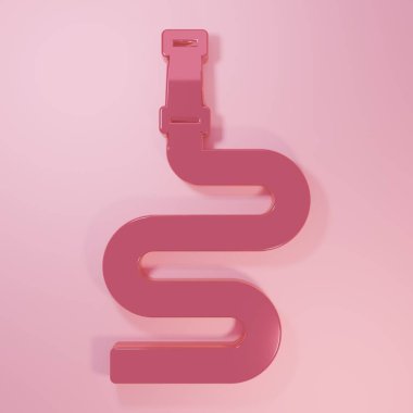 Pembe yangın hortumu ikonu pembe arka planda izole edilmiş. Minimalizm kavramı. 3 Boyutlu resimleme.