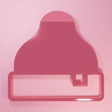Pembe Beanie şapka ikonu pembe arka planda izole edilmiş. Minimalizm kavramı. 3 Boyutlu resimleme.