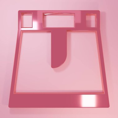 Pembe etek simgesi pembe arkaplanda izole edilmiş. Minimalizm kavramı. 3 Boyutlu resimleme.