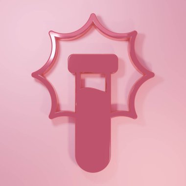 Pembe Molekül simgesi pembe arkaplanda izole edilmiş. Kimya moleküllerinin yapısı, fen öğretmenlerinin yenilikçi eğitim posteri. Minimalizm kavramı. 3 Boyutlu resimleme.