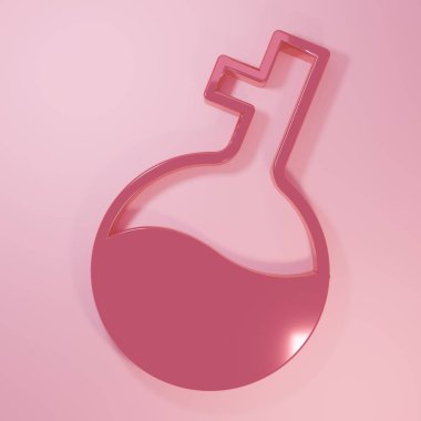 Pembe Molekül simgesi pembe arkaplanda izole edilmiş. Kimya moleküllerinin yapısı, fen öğretmenlerinin yenilikçi eğitim posteri. Minimalizm kavramı. 3 Boyutlu resimleme.