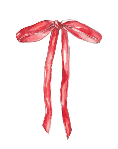 ホワイトの水彩赤弓イラスト ストック画像