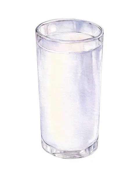 Aquarel Glas Melk Met Hand Getekend Zuivelproduct Illustratie Rechtenvrije Stockafbeeldingen