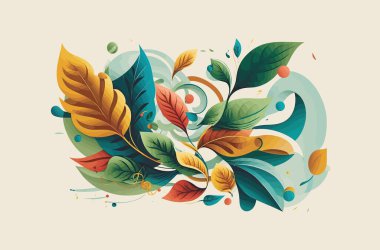 Forces of nature. Leaves, splash, season, summer, autumn, abstraction, minimalism. wallpaper, poster, ecology, energy, earth, plants, light background, organic. Nature concept. vector illustration