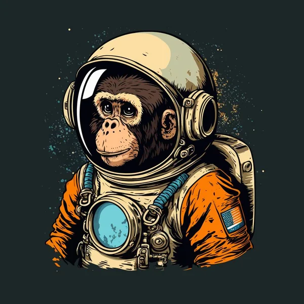 Affen Astronaut Schimpanse Tiere Wissenschaftler Forschung Primat Alien Zukunft Helm — Stockvektor