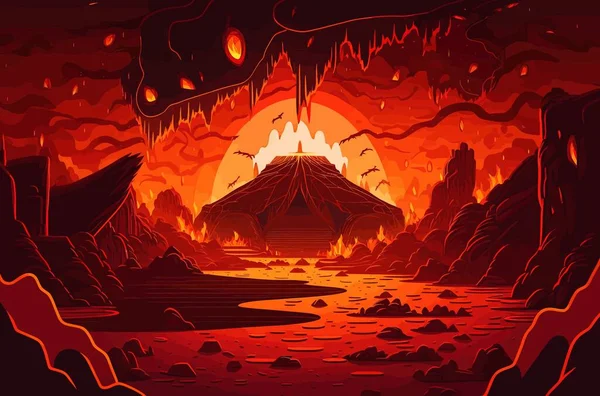 Hell Red Color Scheme Minimalism Underworld Hell Demons Religion Game — Archivo Imágenes Vectoriales