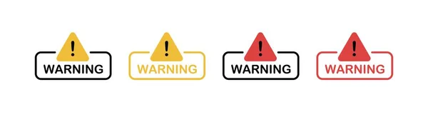 Uyarı Düz Sarı Kırmızı Uyarı Simgeleri Ayarlandı Vektör Simgeleri — Stok Vektör