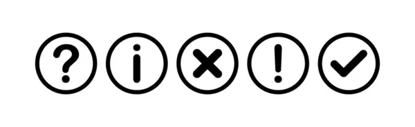Entscheidungszeichen Liniensymbole Schwarz Kommunikationszeichen Gesetzt Vektorsymbole — Stockvektor